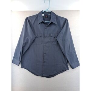 Vtg 70s Lee Chetopa Twill Button Shirt Mens 16M Medium Gray Permanent Press